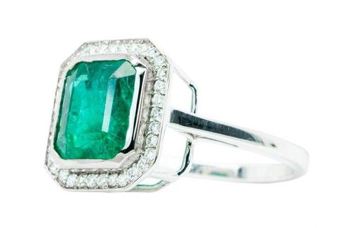 Zonder Minimumprijs - Ring - 14 karaat Witgoud, Diepgroen, Handtassen en Accessoires, Ringen