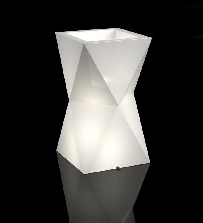 VALENCIA Bloempot Wit met LED | Retour Deal | Elegante Stijl, Tuin en Terras, Bloempotten, 70 cm of meer, 25 tot 40 cm, Overige vormen