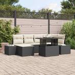 vidaXL Tuinbank Set 7 pcs Zwart en crème Poly riet,, Tuin en Terras, Verzenden, Nieuw