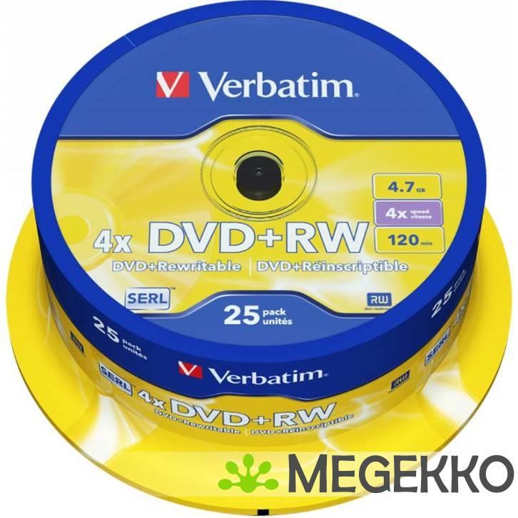 Verbatim DVD+RW 4X 25st. Spindle, Computers en Software, Overige Computers en Software, Nieuw, Verzenden