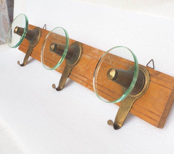 Kapstok - messing / kristal - Kapstok met drie haken, jaren, Antiquités & Art, Art | Objets design