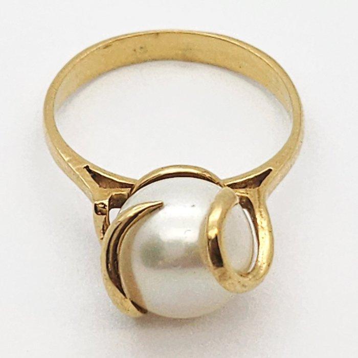 Ring - 18 karaat Geel goud Parel, Bijoux, Sacs & Beauté, Bagues
