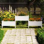vidaXL Plantenbak 245,5x44x75 cm massief grenenhout wit, Tuin en Terras, Verzenden, Nieuw