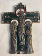 Art Deco Crucifix - Geëmailleerd brons gesigneerd
