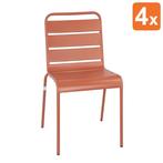 Stoelen | Staal | Terracotta | In-/Outdoor | Stapelbaar | 4, Verzenden, Nieuw in verpakking