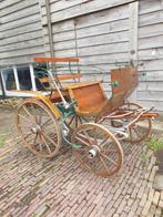 Antieke koets / menwagen, lamoen & boom; klein paard / grote