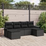 vidaXL 6-delige tuinset met kussens in zwart poly riet, Verzenden, Nieuw