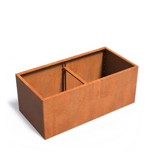 Cortenstaal plantenbak ‘Connect’ 200x100x80cm - Met bodem, Tuin en Terras, Bloembakken en Plantenbakken, 60 cm of meer, 100 cm of meer