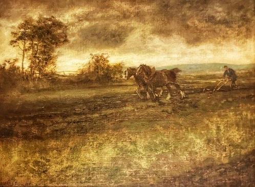 John Falconar Slater (1857-1937) - Autumn ploughing, Antiek en Kunst, Kunst | Schilderijen | Klassiek