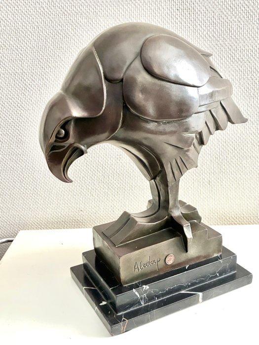 Beeldje - Bronzen Art Deco Havik naar J.C. Altdorf - Brons, Antiek en Kunst, Curiosa en Brocante