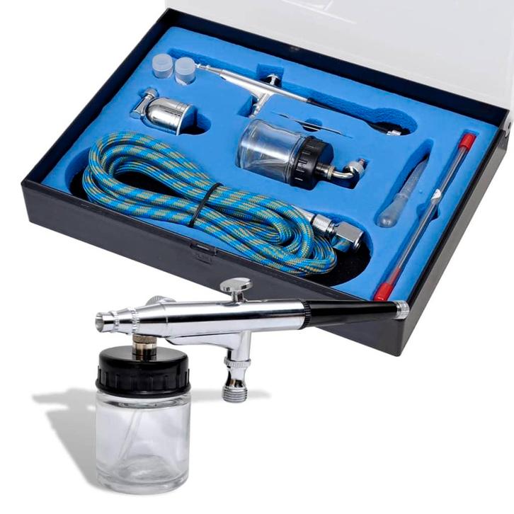 vidaXL Airbrush set met glazen beker 0,2 / 0,3 / 0,5 mm, Doe-het-zelf en Bouw, Gereedschap | Handgereedschap, Nieuw, Verzenden