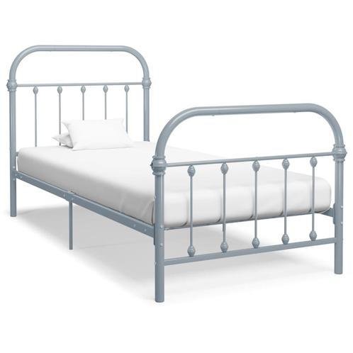vidaXL Bedframe metaal grijs 90x200 cm, Huis en Inrichting, Slaapkamer | Bedden, Nieuw, Verzenden