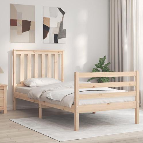 vidaXL Cadre de lit avec tête de lit simple bois massif, Maison & Meubles, Chambre à coucher | Lits, Neuf, Envoi