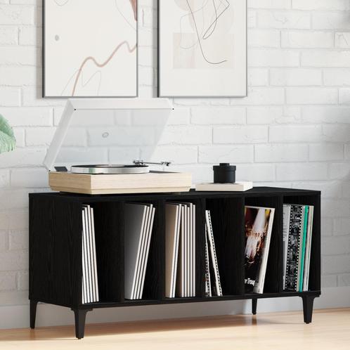 vidaXL Zwarte Eiken Platenkast - 100x38x48 cm van Engineered, Huis en Inrichting, Kasten | Overige, Nieuw, Verzenden