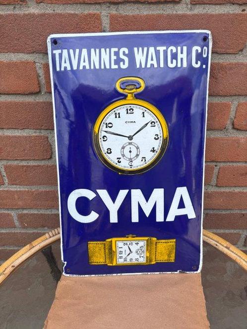Emaillerie Koekelberg - Tavannes Watch Co - Cyma - Emaille, Antiek en Kunst, Antiek | Wandborden en Tegels