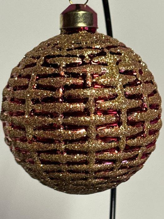 Esse Italia: rood-gouden ekrstbal met glitter, circa 8cm, Divers, Noël
