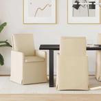 vidaXL Eetstoelen 2 pcs Crème 57 x 67 x 98 cm Stof, Huis en Inrichting, Verzenden, Nieuw
