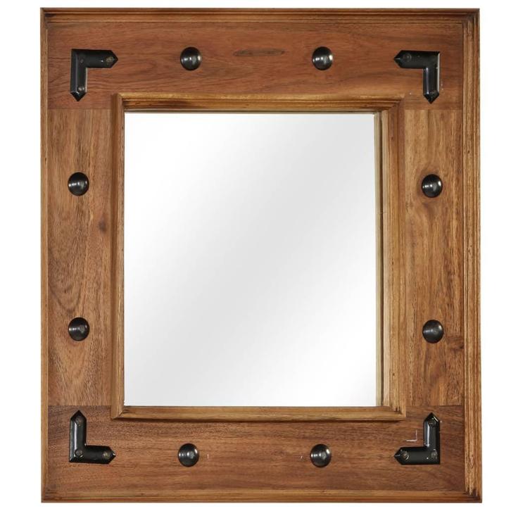 vidaXL Spiegel 50x50 cm massief acaciahout, Huis en Inrichting, Woonaccessoires | Spiegels, Nieuw, Verzenden