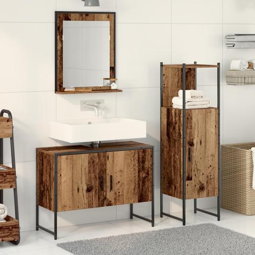 vidaXL 3-delige badkamermeubelset oud hout samengesteld hout, Huis en Inrichting, Badkamer | Badkamermeubels, Nieuw, Verzenden