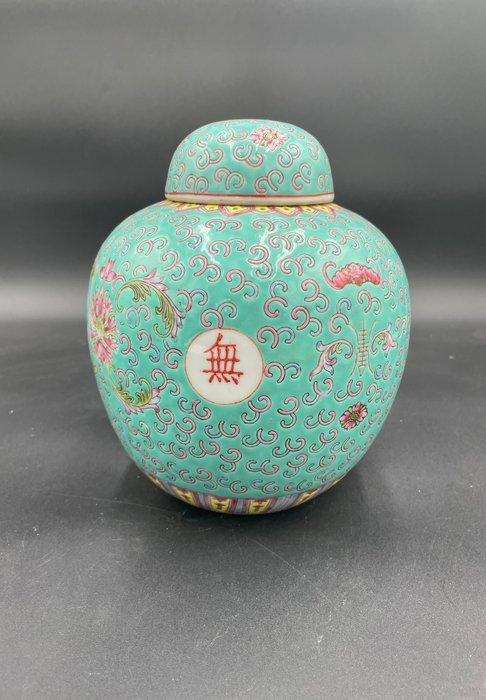 dekselvaas - Uitzonderlijke vaas met deksel Turquoise &, Antiek en Kunst, Curiosa en Brocante