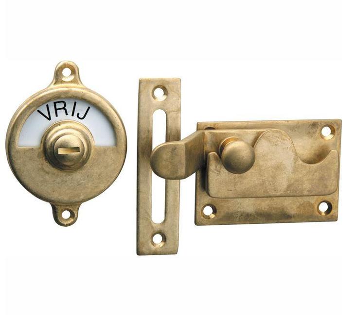 WC-overslag Elegant met bocht messing antiek, Doe-het-zelf en Bouw, Hang- en Sluitwerk, Klink of Kruk, Nieuw, Overige materialen