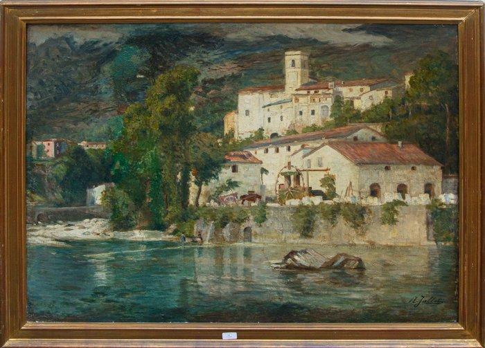 André Jallot (1884-1936) - Veduta di un villaggio sulle rive, Antiek en Kunst, Kunst | Schilderijen | Klassiek