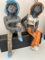 Beeldje, Couple en raku - 30 cm - Terracotta, Antiquités & Art