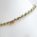 Bracelet - 18 carats Or jaune -  3.00ct. tw. Émeraude, Handtassen en Accessoires, Antieke sieraden