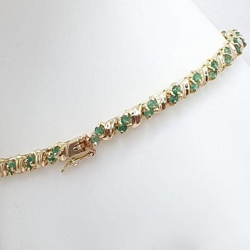 Bracelet - 18 carats Or jaune -  3.00ct. tw. Émeraude, Handtassen en Accessoires, Antieke sieraden