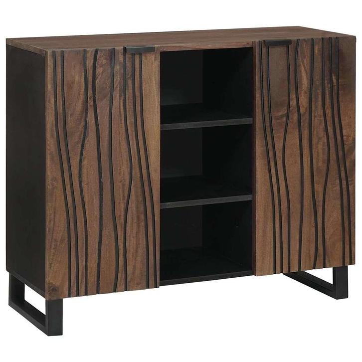 vidaXL Sideboard Bruin 90 x 33 x 75 cm massief mangohout, Huis en Inrichting, Kasten | Dressoirs, Nieuw, Verzenden