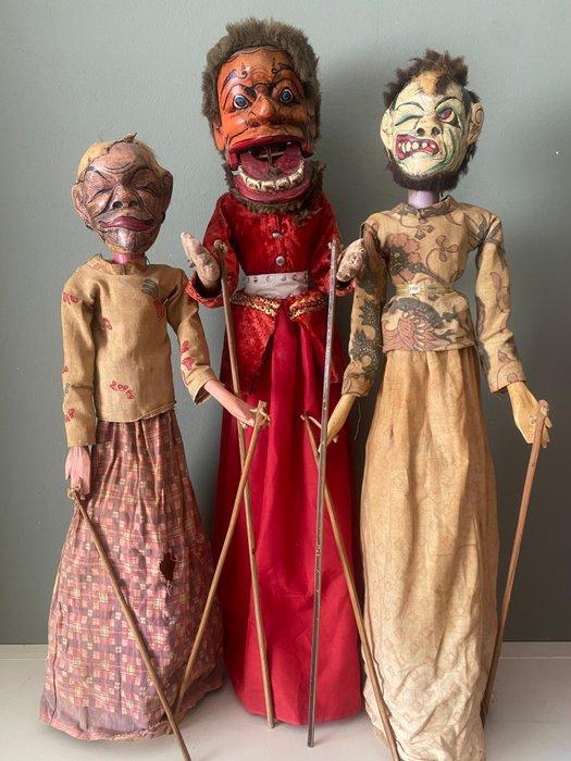 3 wayang golek poppen - Indonesië, Antiek en Kunst, Kunst | Niet-Westerse kunst