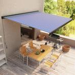vidaXL Luifel handmatig 400x300 cm blauw en wit, Tuin en Terras, Zonneschermen, Verzenden, Nieuw