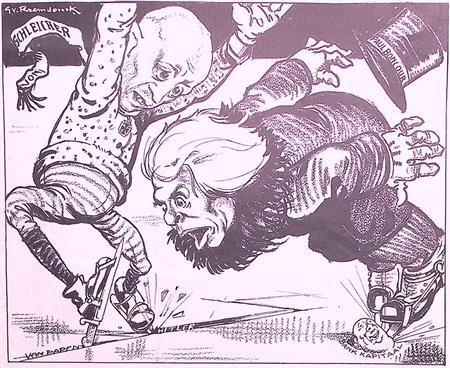 Spotprent over politieke ontwikkelingen in Duitsland en F..., Antiek en Kunst, Kunst | Litho's en Zeefdrukken, Verzenden