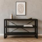 Boekenkast Mangohout Britt Laag 150 Zwart, Huis en Inrichting, Verzenden, 150 tot 200 cm, Nieuw, Minder dan 100 cm