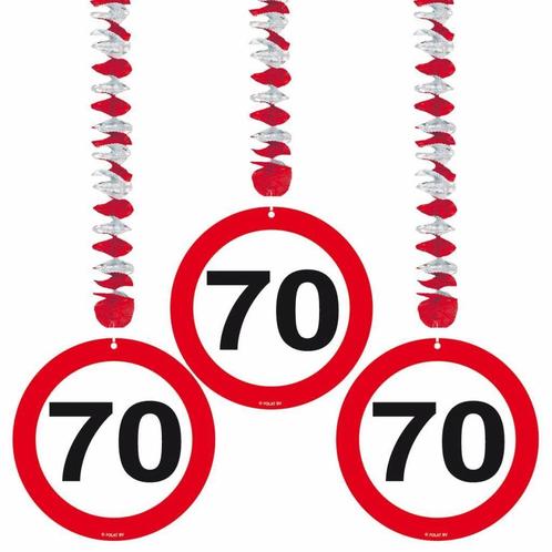 Hangdecoratie 70 Jaar Verkeersbord 75cm 3st, Hobby en Vrije tijd, Feestartikelen, Nieuw, Verzenden