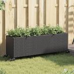 vidaXL Plantenbak met wielen 3 potten 107x32x38 cm poly, Tuin en Terras, Verzenden, Nieuw