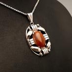 Zilver, Art Deco, Agaat - Ketting met hanger, Antiek en Kunst
