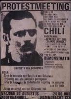 Poster tegen de executie van Bautista van Schouwen in Chili, Verzenden, Nieuw, Overige onderwerpen, Met lijst