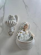 Beeld, Wijwatervat 2x - 17,6 cm - Porselein, Antiek en Kunst