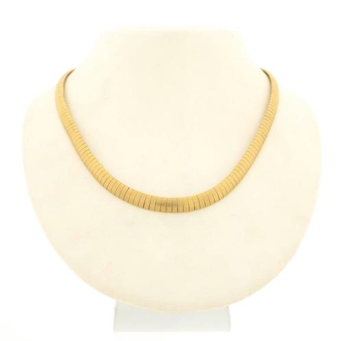 18 Krt. Gouden gematteerde omega collier | 41 cm, Handtassen en Accessoires, Kettingen, Overige kleuren, Gebruikt, Goud, Ophalen of Verzenden