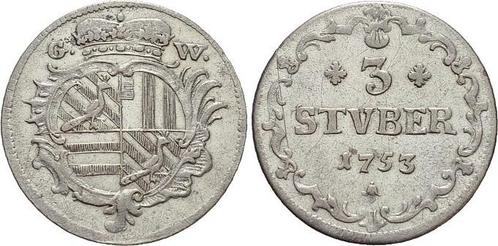 3 Stueber 1 1753 Wied-neuwied Johann Friedrich Alexander..., Postzegels en Munten, Munten | Europa | Niet-Euromunten, België, Verzenden