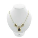 Gouden jasseron schakelcollier met granaat (Ketting), Gebruikt, Overige kleuren, Ophalen of Verzenden, Met edelsteen