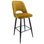 Barkruk | Fluweel/Metaal | Goudkleurig | Zwarte Poten |, Verzenden, Nieuw in verpakking