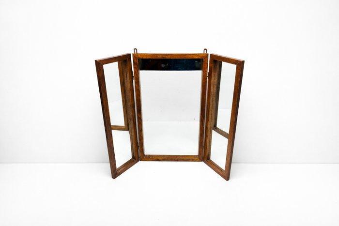 Wandspiegel- Drie-delige eiken wandspiegel met verstelbare, Antiek en Kunst, Kunst | Designobjecten