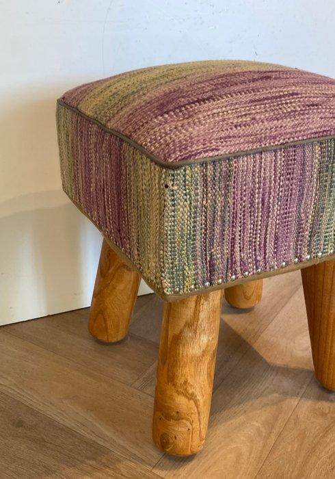 Pouf - Bois, Laine, Antiek en Kunst, Curiosa en Brocante