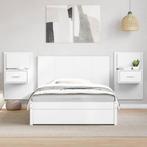vidaXL Tête de lit avec armoires blanc 120 cm bois, Maison & Meubles, Verzenden, Neuf