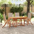 vidaXL 5-delige Tuinset massief acaciahout en textileen, Tuin en Terras, Tuinsets en Loungesets, Verzenden, Nieuw, Tuinset