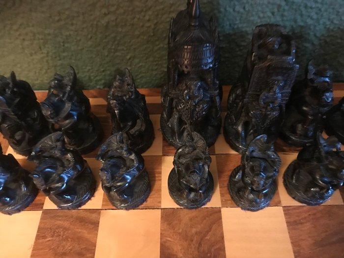 Schaakspel - Ebbenhout, Antiek en Kunst, Kunst | Niet-Westerse kunst