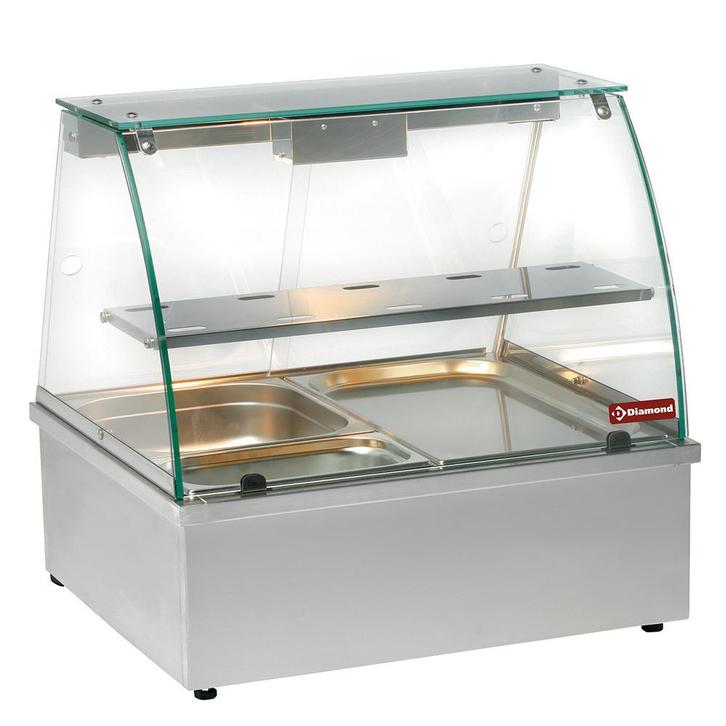 Warmhoudvitrine | Bain Marie | Panoramisch | 2x GN 1/1 |, Zakelijke goederen, Horeca | Keukenapparatuur, Nieuw in verpakking, Verzenden