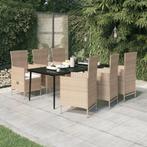 vidaXL 7-delige Tuinset met kussens beige, Tuin en Terras, Tuinsets en Loungesets, Verzenden, Nieuw, Tuinset